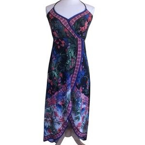 Flying Tomato Black & Multi color floral empire maxi tropical Sun dress Size XS